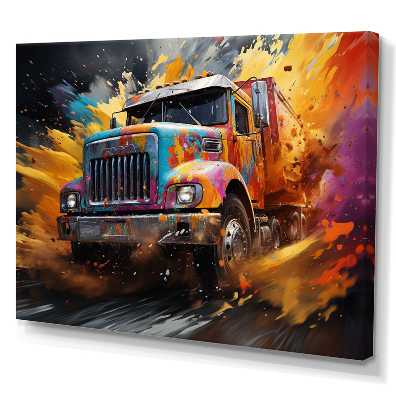«Expressionist Monster Truck Fury III» sur toile, Toile tendue, H 12 po x l 20 po x P 1 po