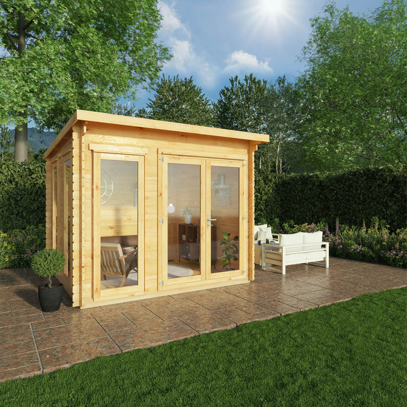 Mercia 10ft x 10ft Studio Pent Log Cabin (28mm)