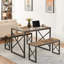 Ensemble de table de salle à manger 3 pièces 43,3 pouces gris Aithan avec bancs, ensemble de table de cuisine rustique pour petits espaces, ensemble de salle à manger de style campagne moderne avec banc pour cuisine et salle à manger-1521339497-1501897655
