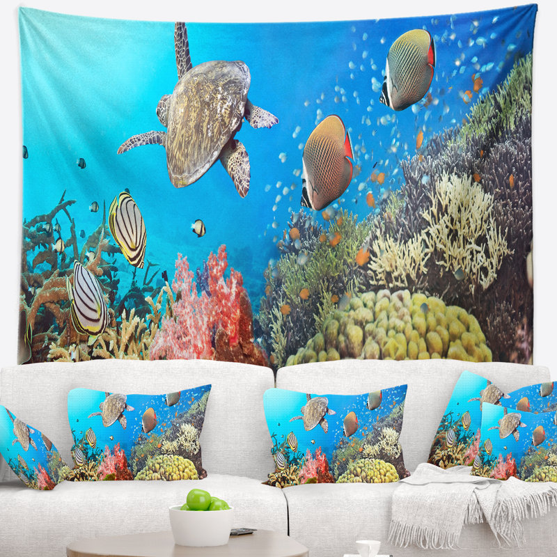 Photographie tapisserie panoramique sous-marine, H 32 po x l 39 po
