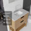 Meuble-lavabo autoportant avec comptoir en marbre de culture et fermeture en douceur-975401659