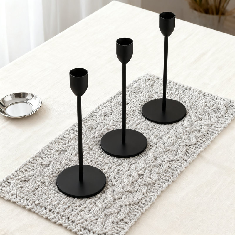 Elegant Taper Candle Holders Set Of 6, Rust-Proof Aluminum Alloy, Non-Slip Velvet Base, Perfect For Weddings, Centerpieces, And Home Decor