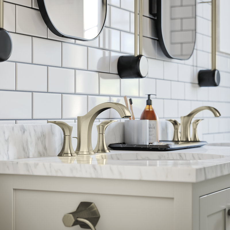 Locarno Widespread Bathroom Faucet with Drain Assembly, Brushed Nickel