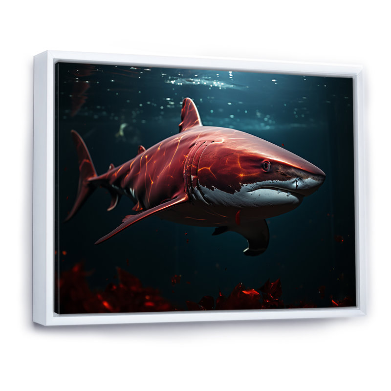 " Oceans Red Ghost Shark Photography ", 30" H x 40" W x 1.5" D, White Floater Framed