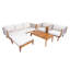 Ensemble de mobilier d'extérieur 5 pièces avec bois d'acacia, corde tissée à la main et coussins hydrofuges pour les cours modernes