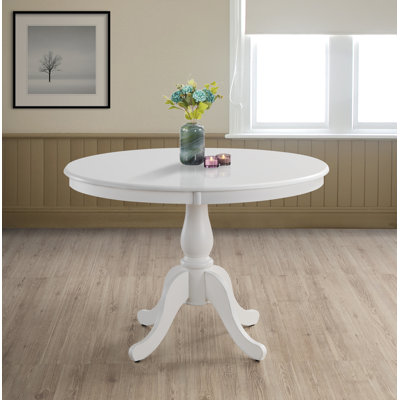 Classic White 42" Round Dining Table with Space-Saving Pedestal Design
