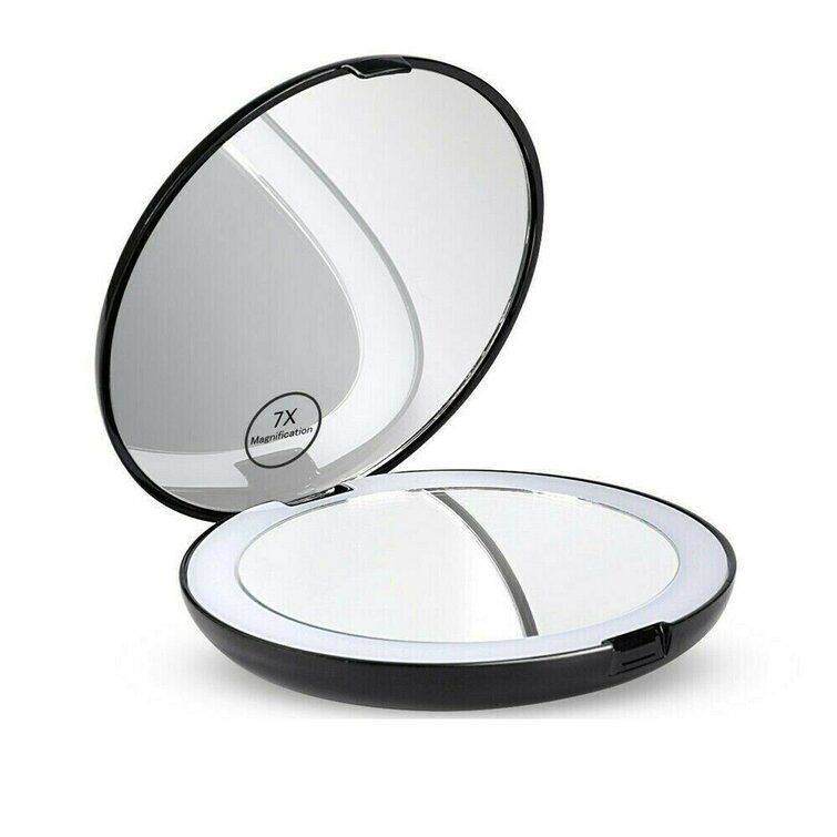 PHOTO Mirror Oval, Silver Mirror Compact for Purse, Make up Mirror