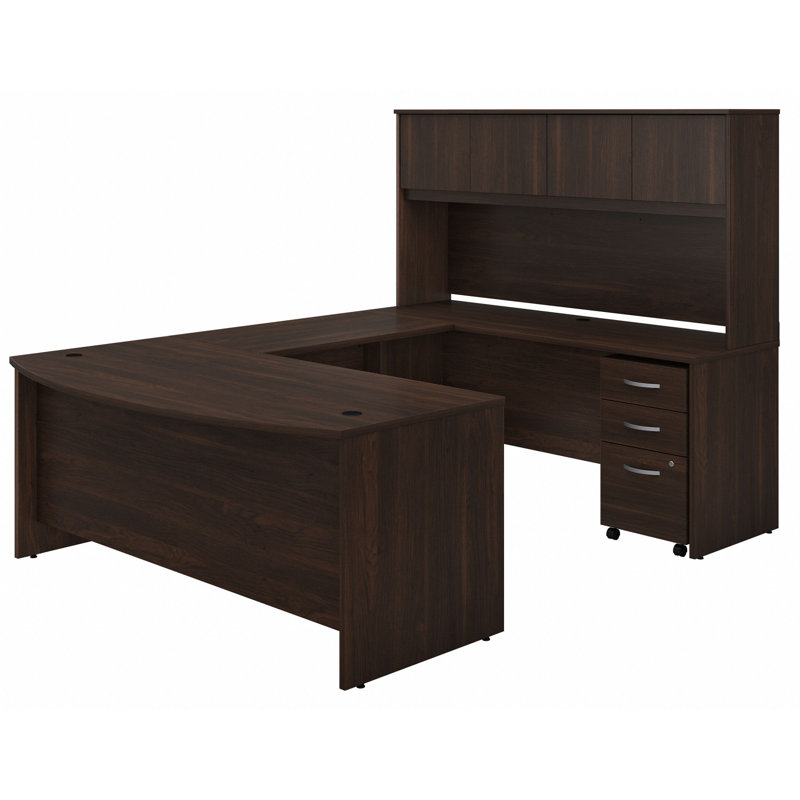 Studio C 5 Piece Computer Desk Office Set, Black Walnut