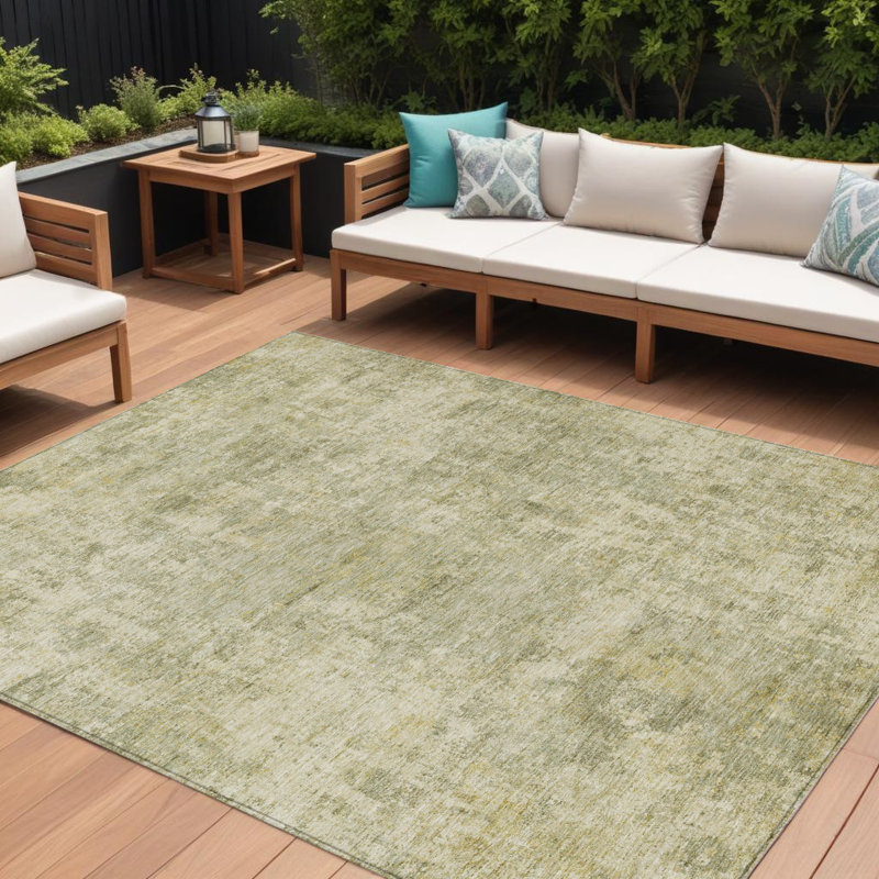 Tapis intérieur lavable abstrait 9 pi x 12 pi sauge et beige