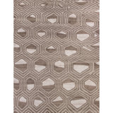 Hand Knotted Geometric Area Rug in Dune/Ivory