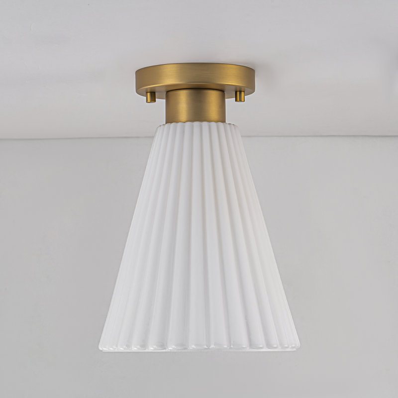 Plafonnier encastré en verre opale 1 lumière