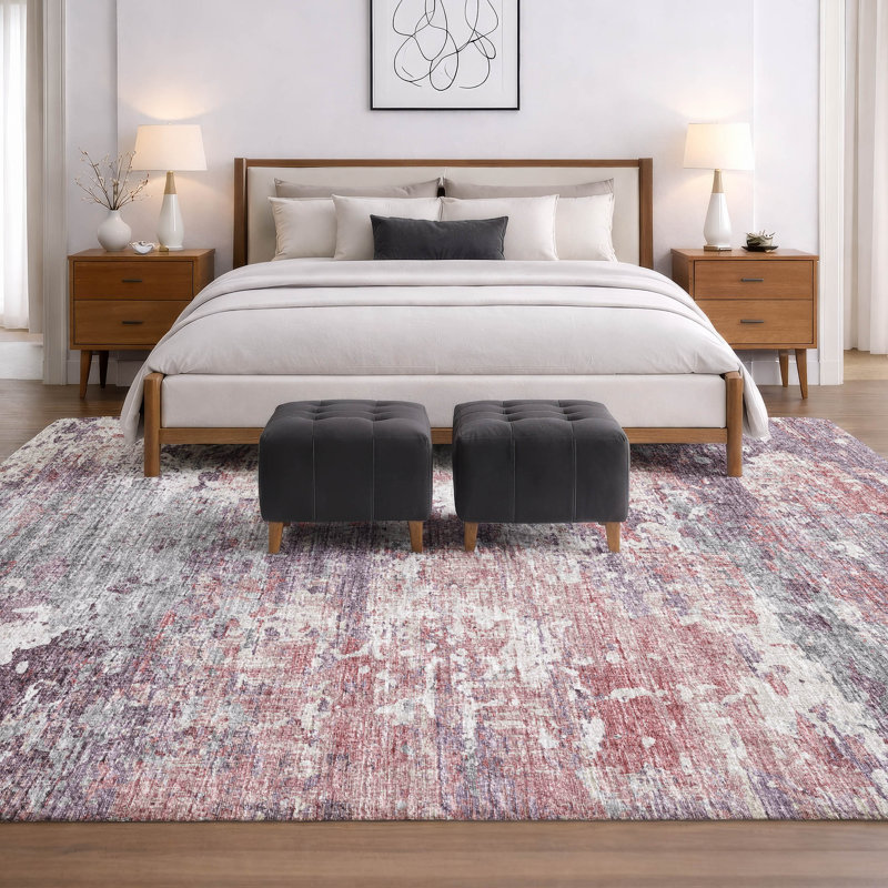 Premium Machine Washable Dream Shag ADS69 Soft Abstract Rug, Pink, 9' x 12'