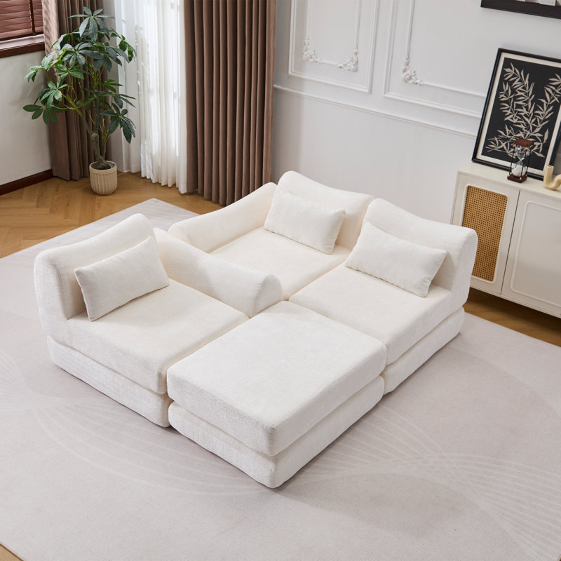 Canapé modulaire Boneless, Chenille blanche