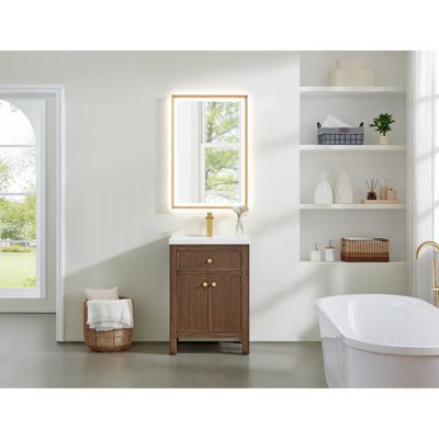 Lala 24" Single Bathroom Vanity with White Ceramic Integrated Sink without Mirror