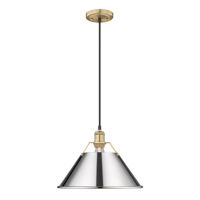 Luminaire suspendu conique à 1 lumière Weatherford, Bronze champagne brossé, H 131,5 po x l 14 po x P 14 po, Chrome