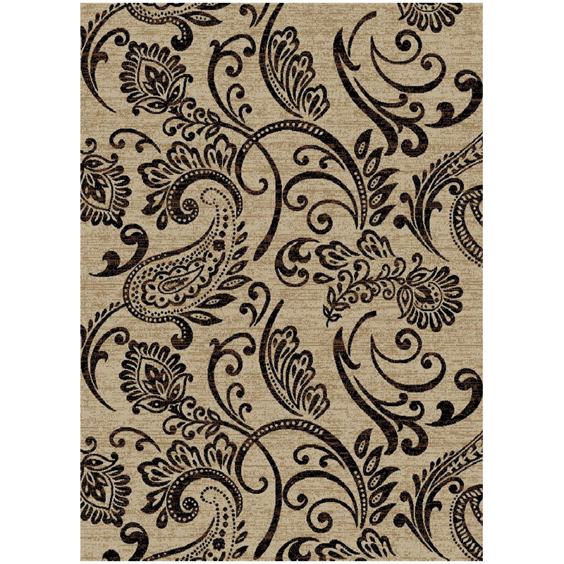 Tapis ivoire / noir Calliope, Rectangle 5 pi 3 po x 7 pi 3 po