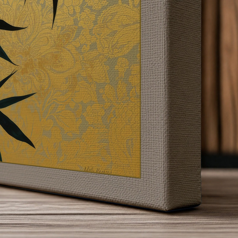 Bamboo in Gold Japandi - Wrapped Canvas, 18x12 - 45.7 x 30.5 cm, Taupe Border