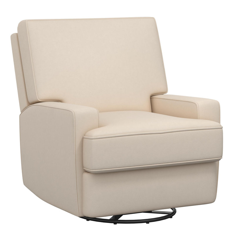 Abingdon Upholstered Swivel Reclining Glider, Beige Velvet