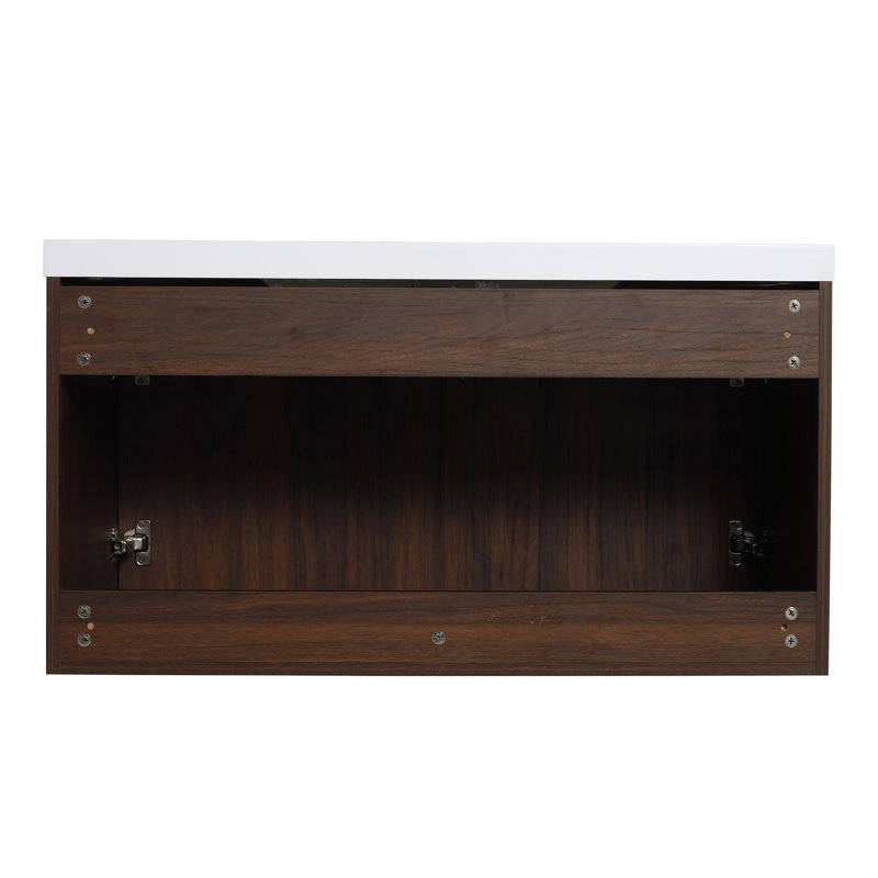84" Wall-Mounted Double Bathroom Vanity Set, Brown