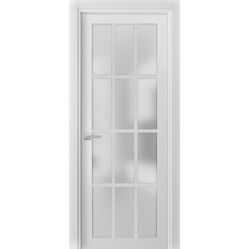 Porte standard en verre givré Felicia, 32 po x 80 po, Blanc mat