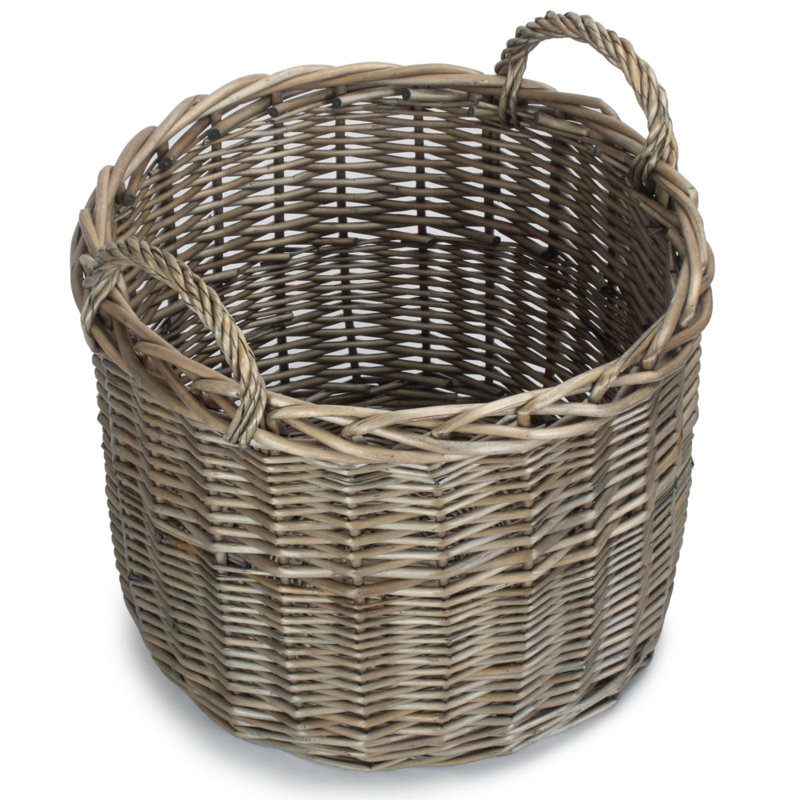 Edinburgh Wicker Log Carrier, 34cm H x 42cm W x 42cm D, Brown/Grey