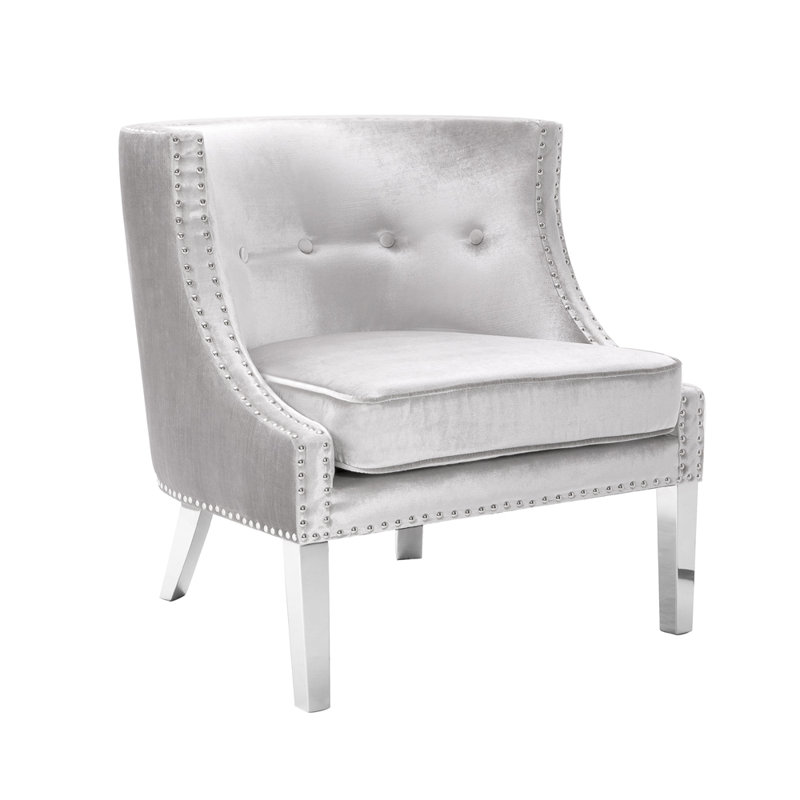 Fauteuil rembourré Cinderford, Velours gris anthracite