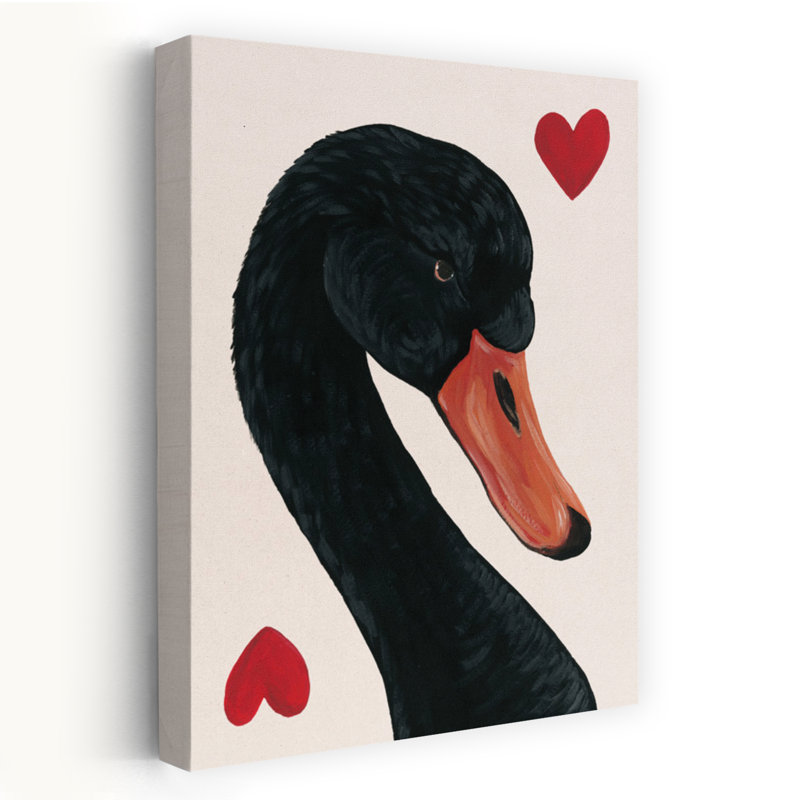 Swan of Hearts, oiseau contemporain, art animalier, H 24 po x l 16 po
