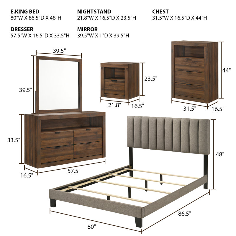 5-piece Bedroom Set, Walnut, King