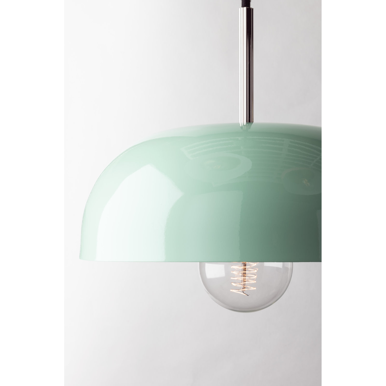 Avery 1 Light Pendant, Mint, Polished Nickel, 4.25" H x 11" W x 11" D