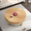 Modern Round Coffee Table With Carving Pattern And Metal Legs-2038469305