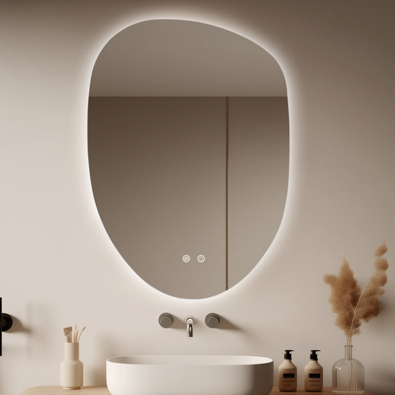 Miroir à DEL pour salle de bain - Miroir de salle de bain avec lumières, capteur tactile à intensité variable et fonction antibuée