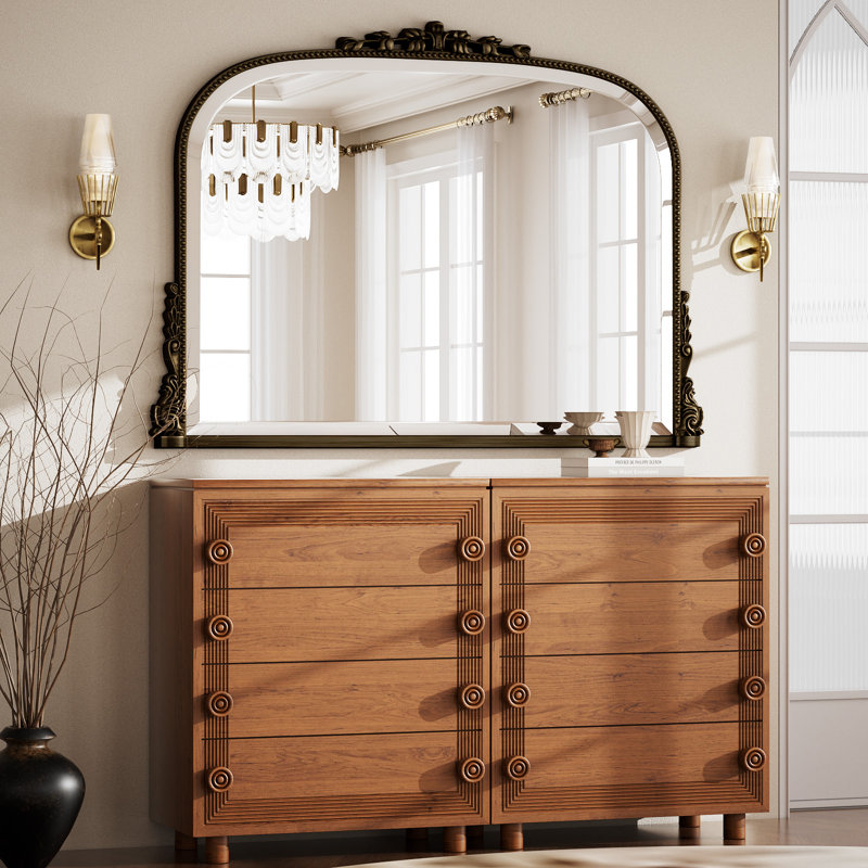 Resin Framed Accent Mirror , 81.3cm x 111.8cm, Antique Bronze
