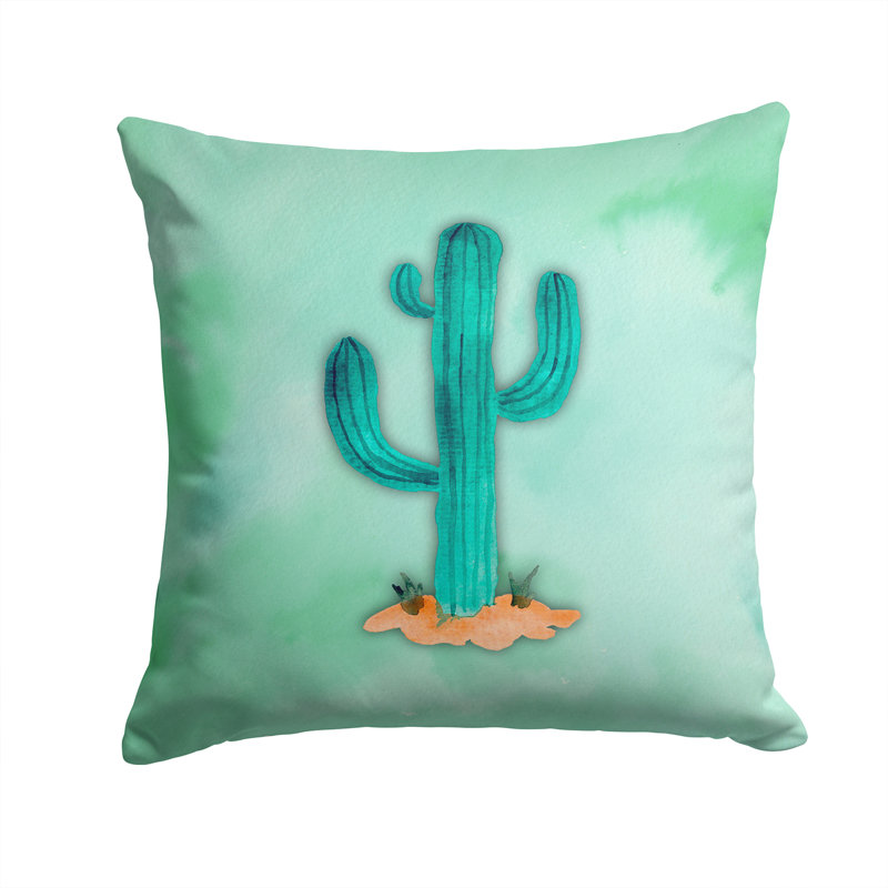 Coussin décoratif d’intérieur/d’extérieur en aquarelle de cactus western, 14 po x 14 po