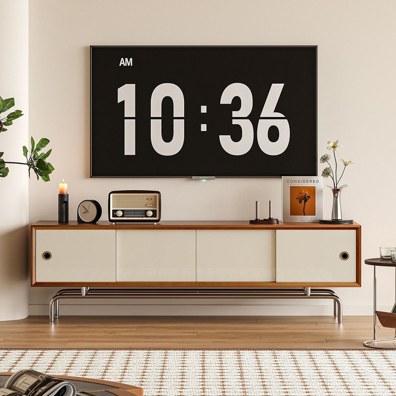 Meuble télé simple en bois massif, 70.86"