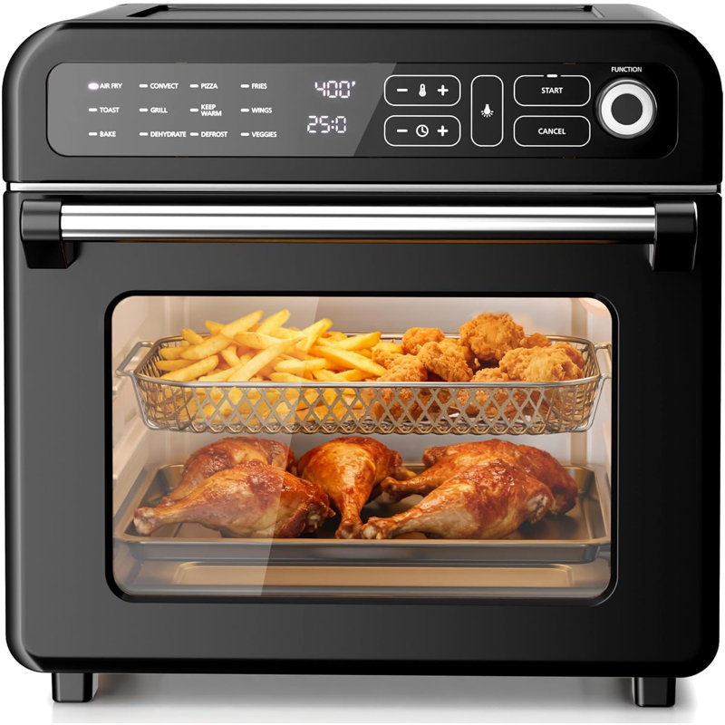 18QT Air Fryer Toaster Oven Combo, 12-in-1 Countertop Convection Airfryer Oven, Adjustable 70–450℉ Temperature, Bake, Roast, Reheat & Broil, Fits 8-10″ Pizza, Complete Accessories Included