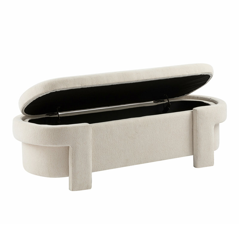 Raye Large Versatile Fabric-Upholstered Storage Ottoman Bench with Durable Construction and Stylish Design, Beige