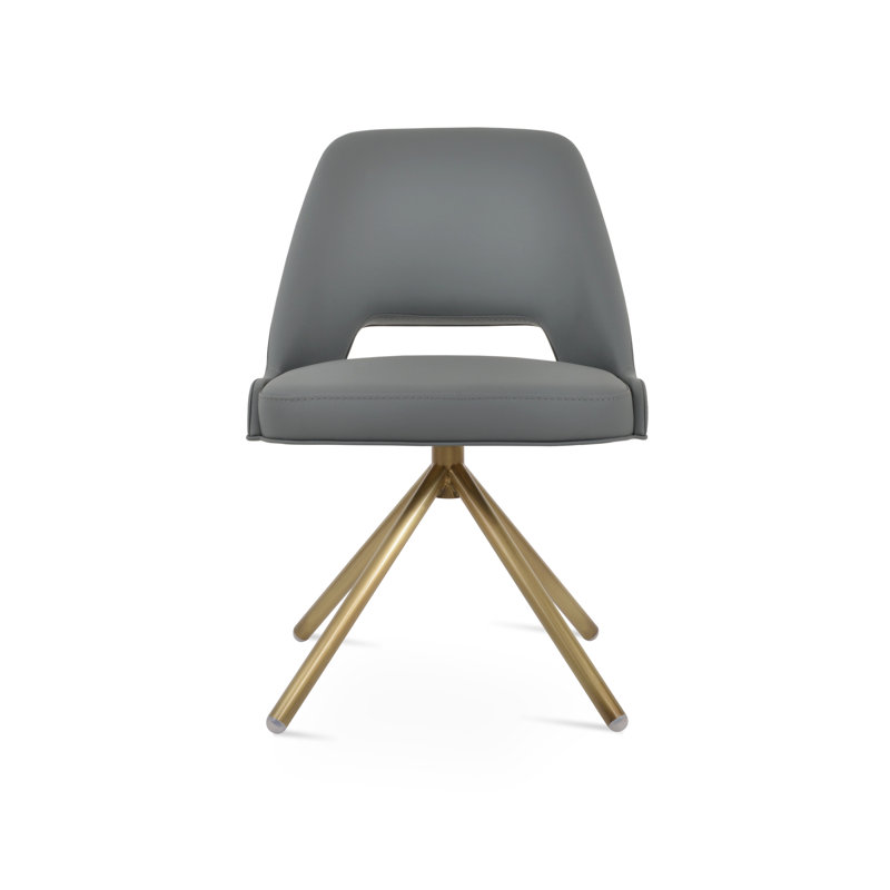 Chaise d'appoint pivotante Marash Stick, Gris clair, Laiton