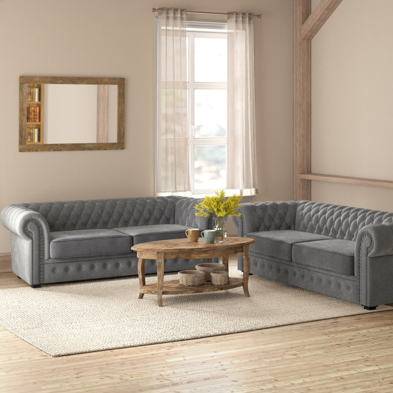 Allegra 2 Piece Sofa Set, Dark Grey