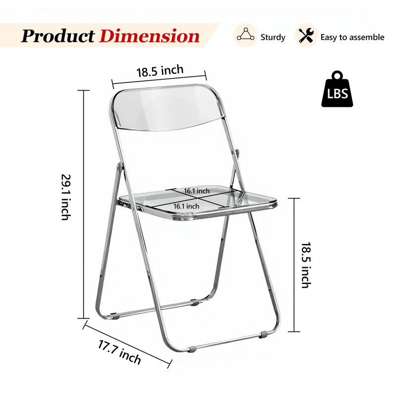 Stackable Folding Chair Folding Chair Set, Transparent