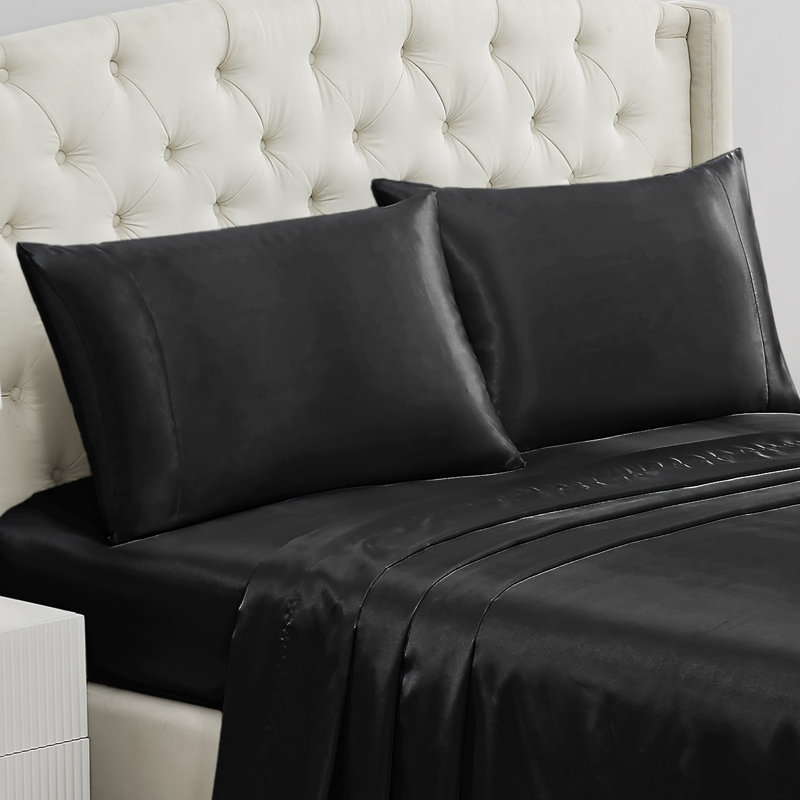 Juicy Couture Silky Satin Pillowcase Set, Standard Pillowcase, Black