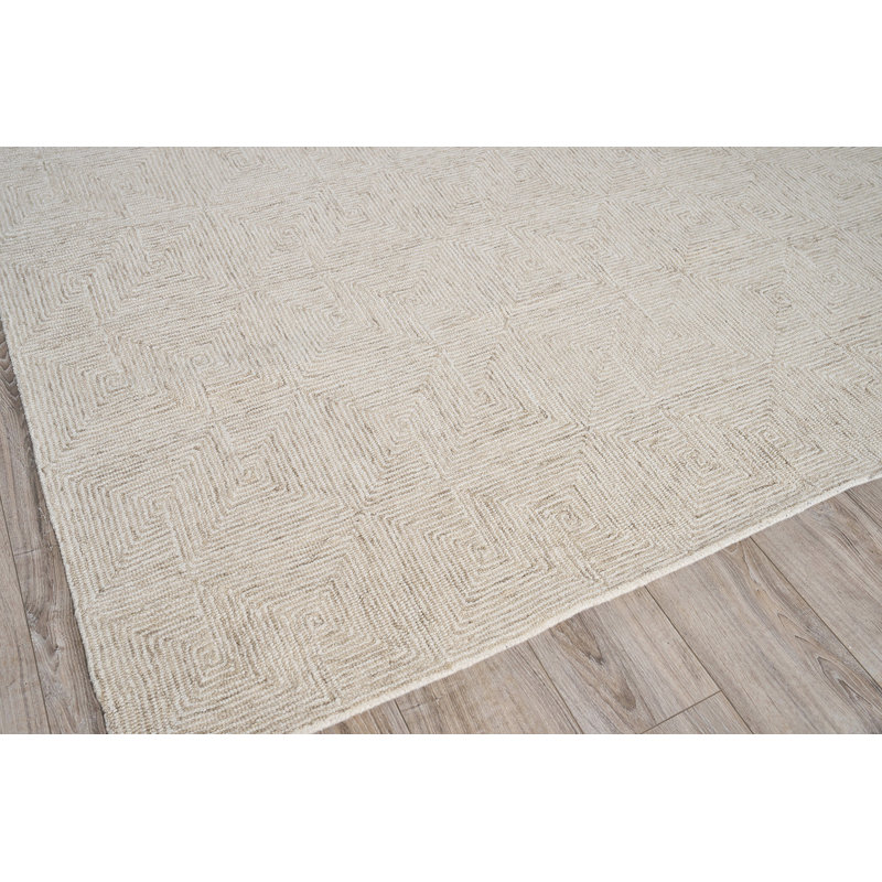 Caprice Wool Geometric Area Rug, Rectangle 5' x 8', Beige/Ivory