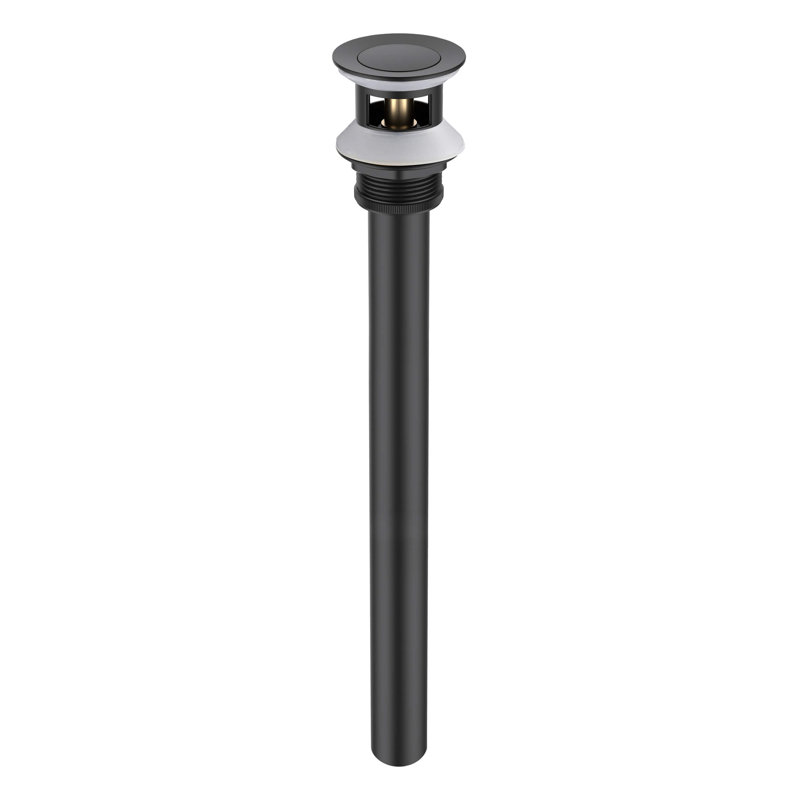 Bathroom Sink Pop Up Drain Stopper with 12" tailpiece, with Overflow, Matte Black