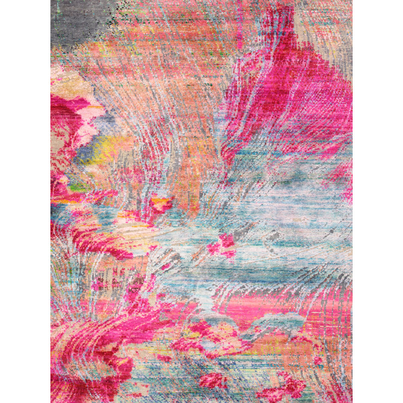 Tapis moderne en soie et en laine noué à la main Modern