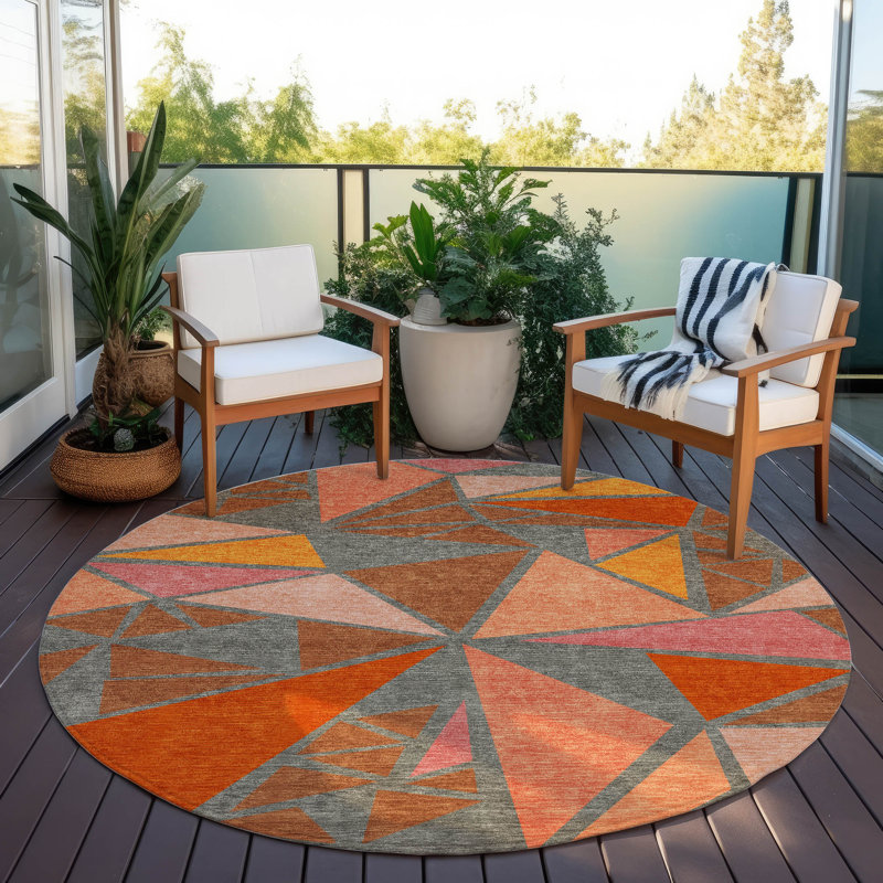 Tapis intérieur / extérieur lavable à la machine Chayden ACN1039, Rond 8 pi