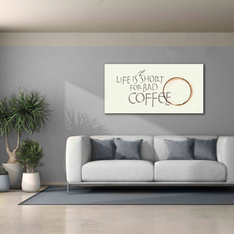 «Coffee Sayings I» par Chris Paschke, estampe numérique sur toile, H 30 po x l 60 po x P 1,5 po