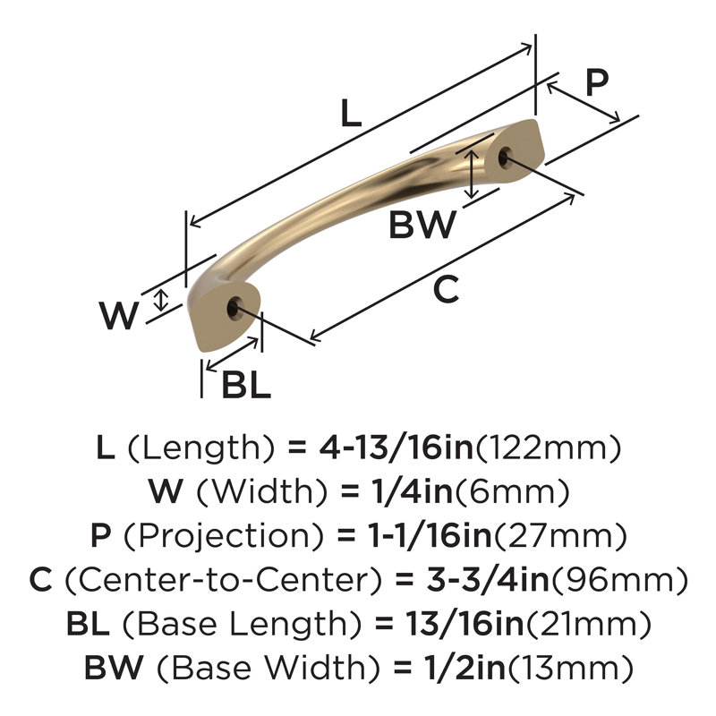 Vaile  (76mm) Centre-to-Centre Cabinet Pull - 25 Pack, 3 3/4", Champagne Bronze