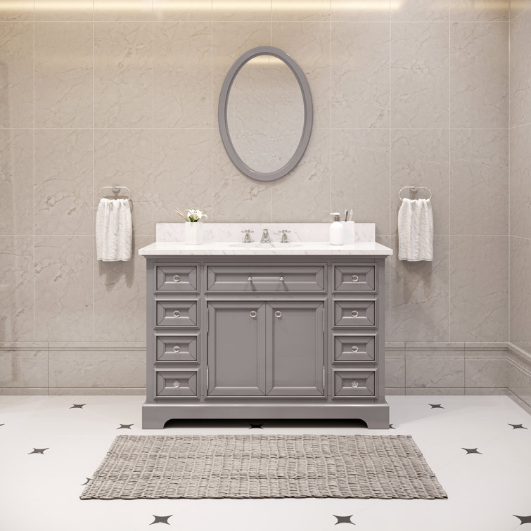 Derby 48" Carrara White Marble Countertop Bath Vanity with Faucet