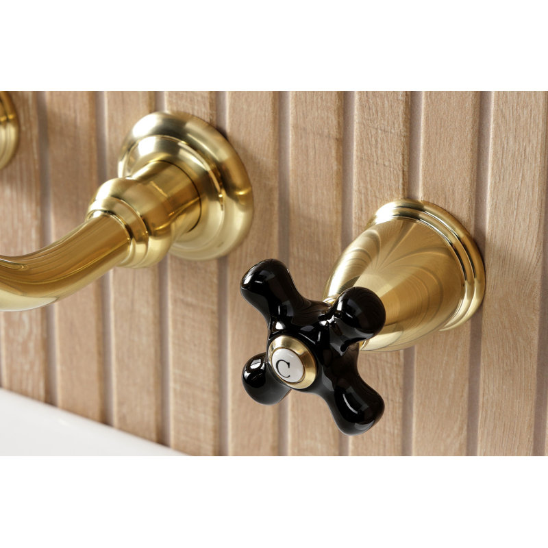 Kingston Brass Duchess Two-Handle Wall Mount Bathroom Faucet, Brushed Brass