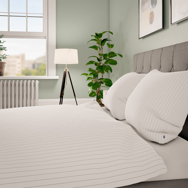 Striped Duvet Cover Set with Pillowcases, Double - 2 Pillowcases (80 x 80 cm)