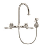 Whitehaus Collection Wall Mount Faucet with Gooseneck Swivel Spout and Solid Brass Side Spray
